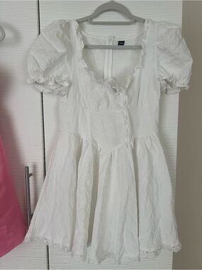 SHEIN White Textured Eyelet Dress